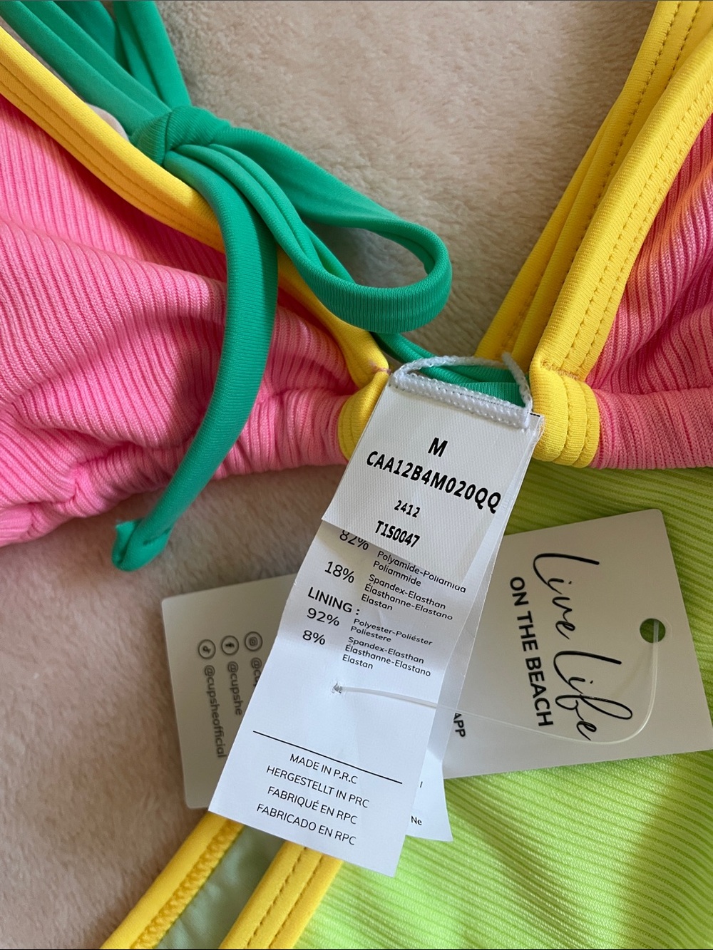 ☀️👙🩴CUPSHE Colorblock Ribbed Bikini Set Size M - Picture 10 of 10
